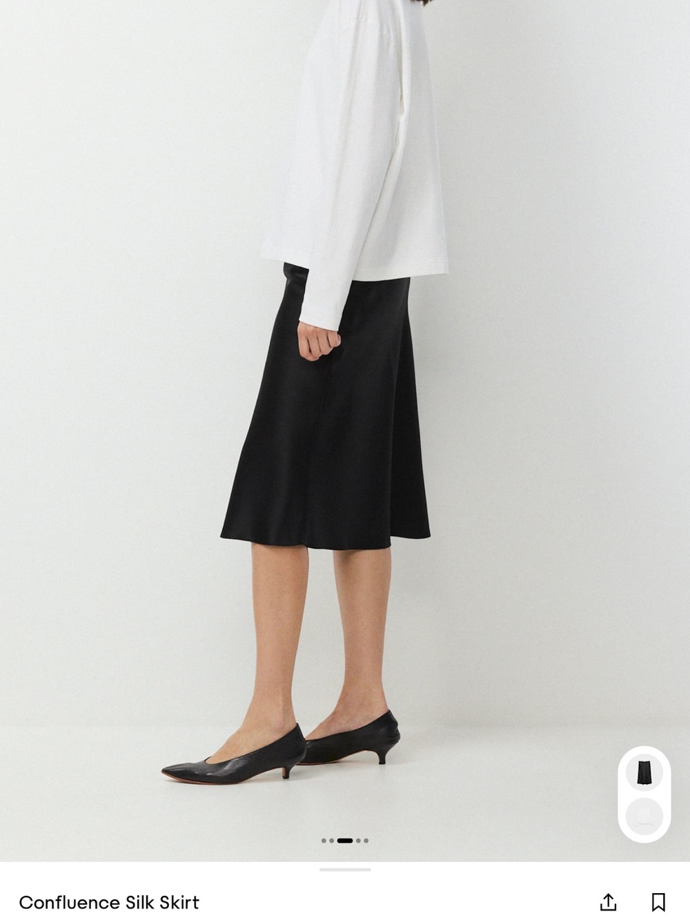 Confluence Silk Black Midi Skirt Aritzia